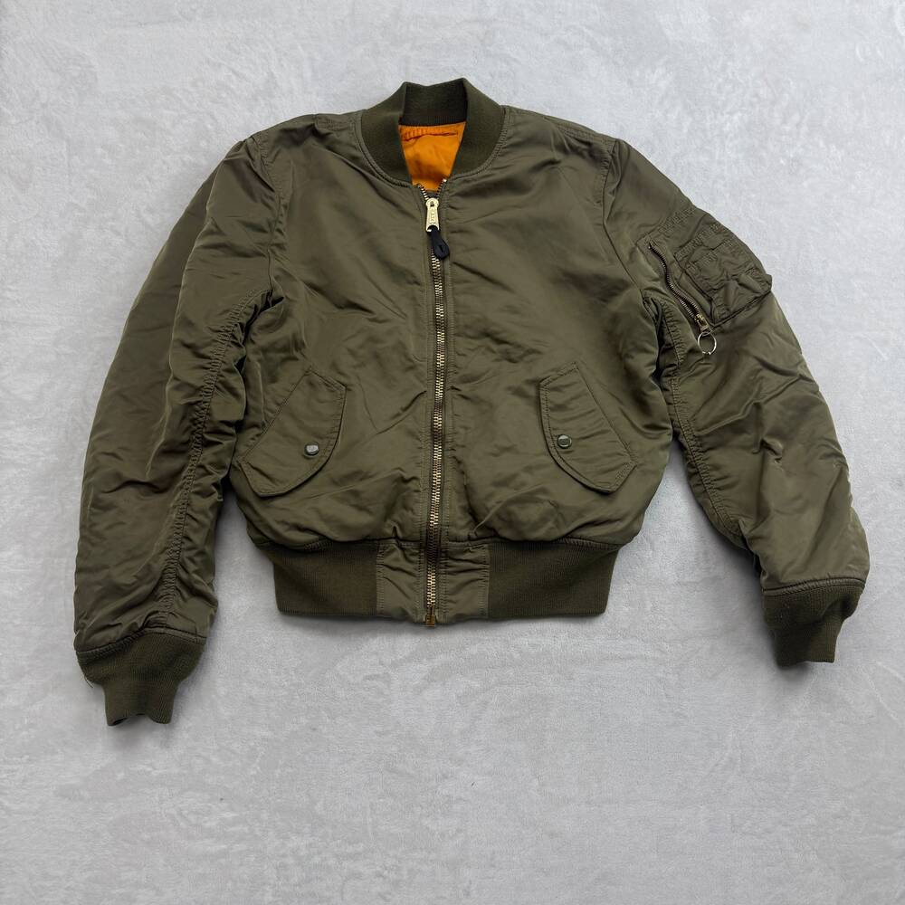 Alpha Industries MA-1 Men's Green Bomber Flight Jacket Size M Vintage Military